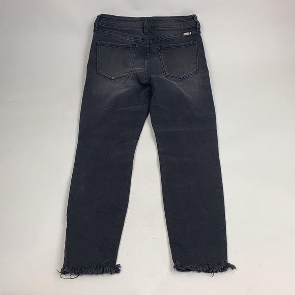 KanCan Faded Black Distressed Side Studs Raw Hem Jeans Sz 11/29 Stretch - Picture 2 of 16
